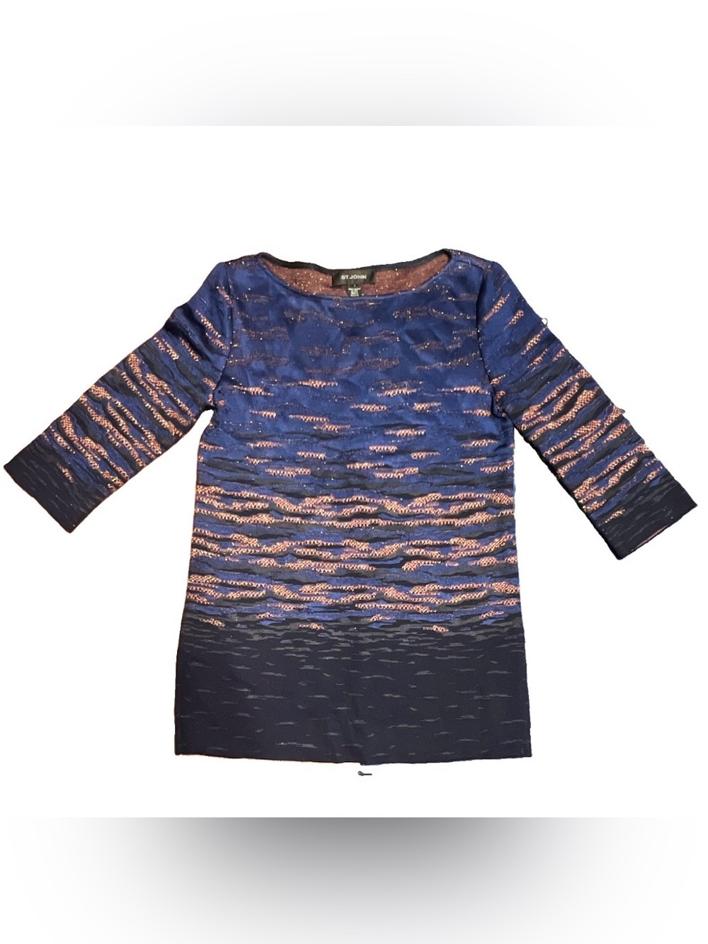 St. John Knits Sweater Jacquard Tunic Top Sunset Shimmer Woman’s